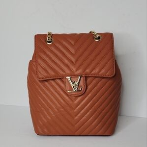 Caleesa Women's CoCo Quilted V Buckle Leather Backpack Purse
